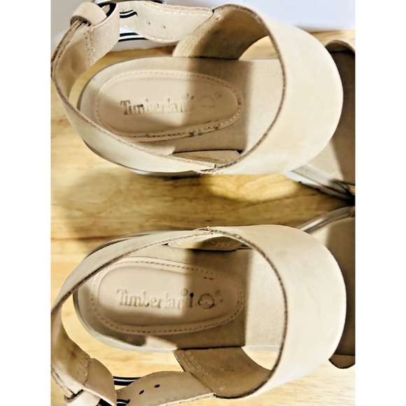Timberland Women's Platform Sandals Tan Nubuck Leather Size 6.5 - Picture 9 of 9